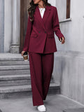Women's Two-Piece Blazer and Straight-Leg Trouser Suit Set