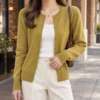 Women’s Classic Fine Knit Crew Neck Button Cardigan