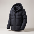 Men's Hooded Quilted Puffer Jacket with Zip Pockets