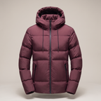 Men's Hooded Quilted Puffer Jacket with Zip Pockets
