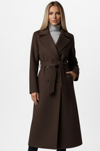 Women's Belted Double-Breasted Longline Trench Coat