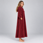 Women's Hooded Teddy Fleece Maxi Lounge Dress with Pockets