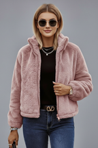 Women's Teddy Fleece Zip-Up Jacket with High Collar