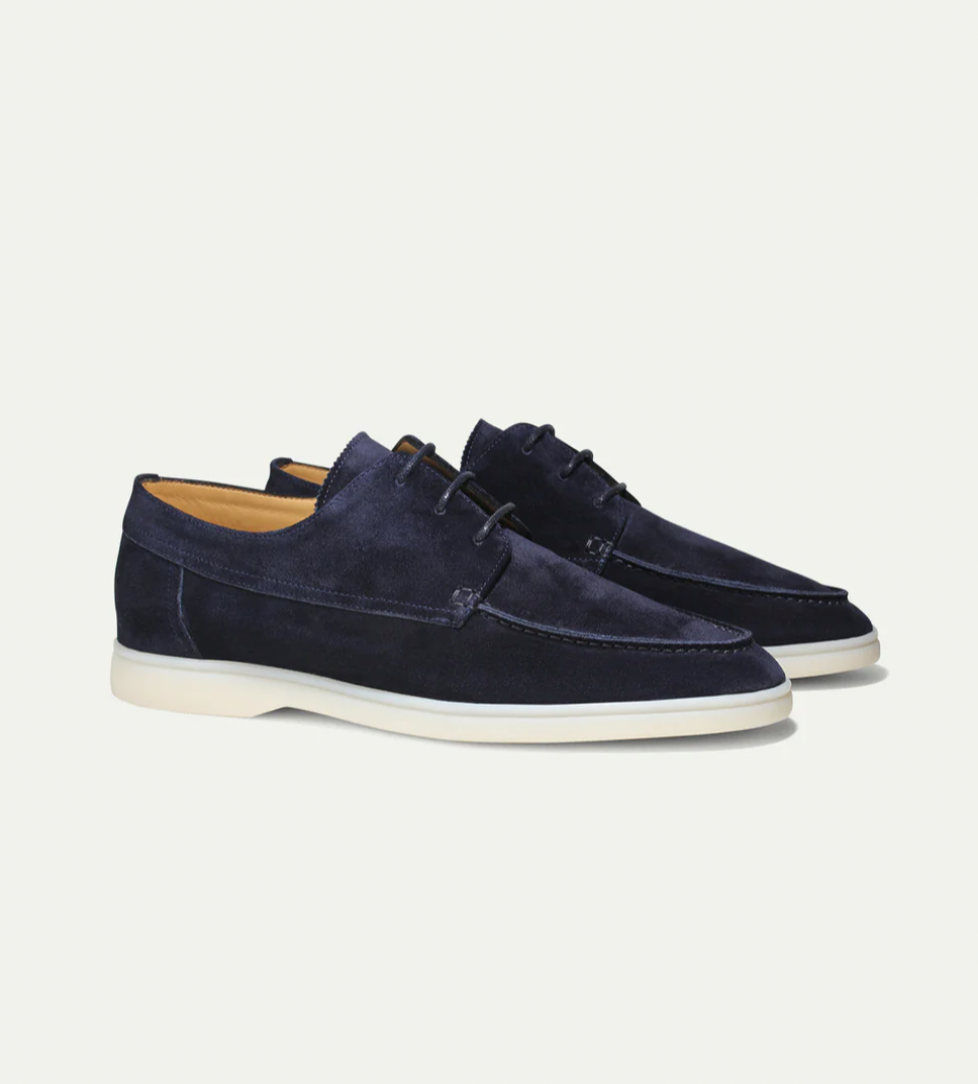 Men's Faux Suede Lace-Up Moc Toe Deck Shoes