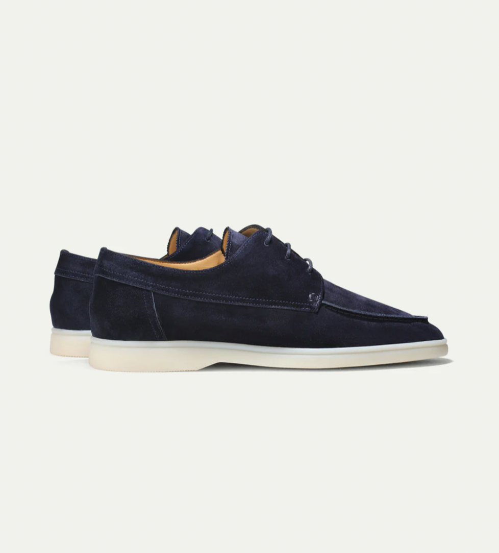 Men's Faux Suede Lace-Up Moc Toe Deck Shoes