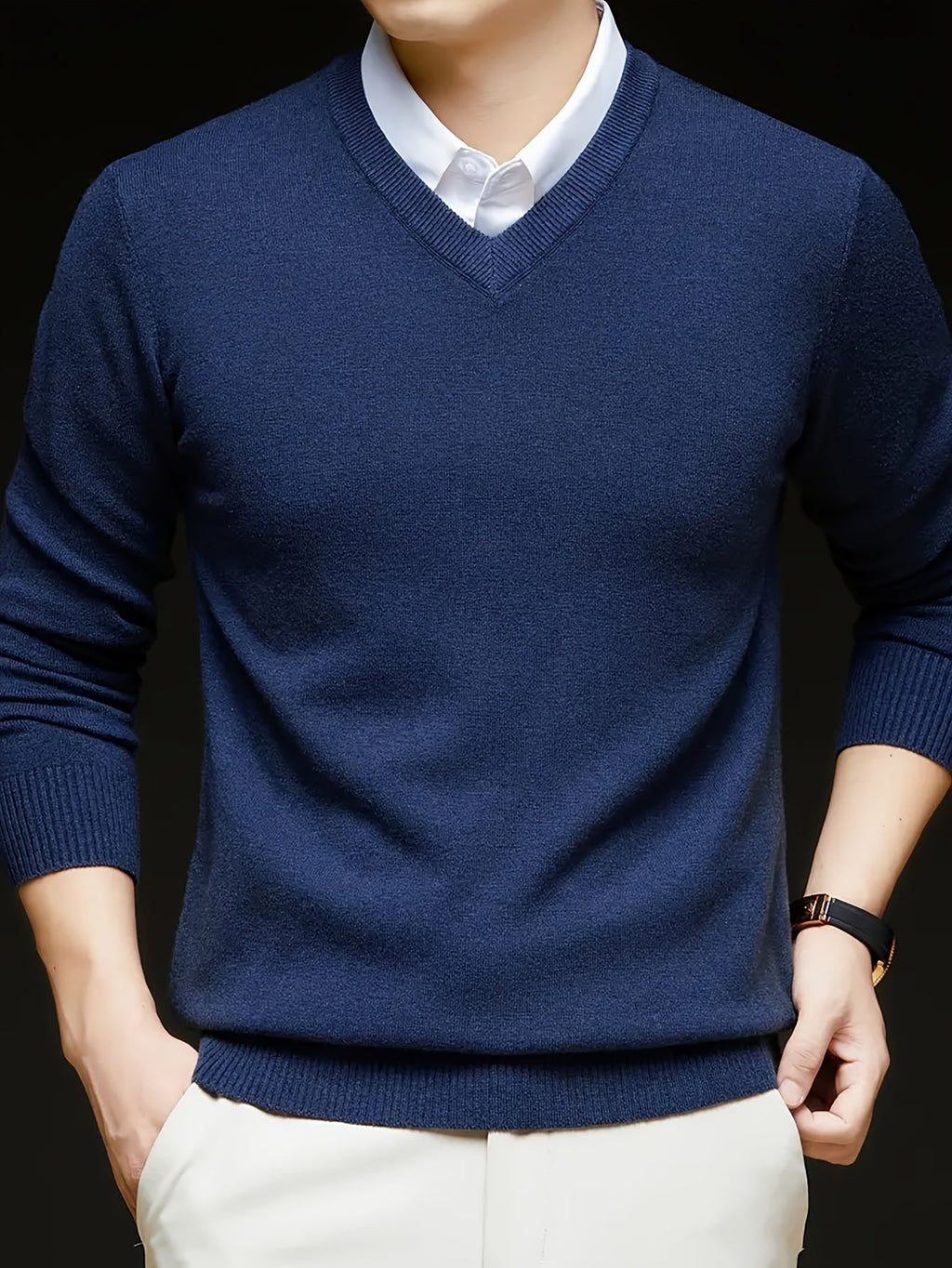 Men's Classic Fine Knit V-Neck Sweater