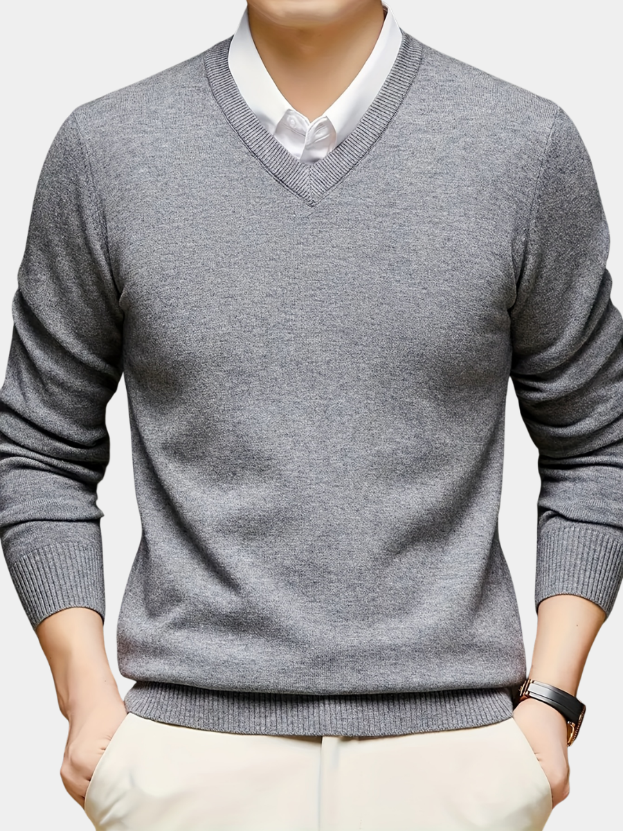 Men's Classic Fine Knit V-Neck Sweater