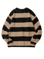 Men's Oversized Wide Stripe Crew Neck Knit Sweater