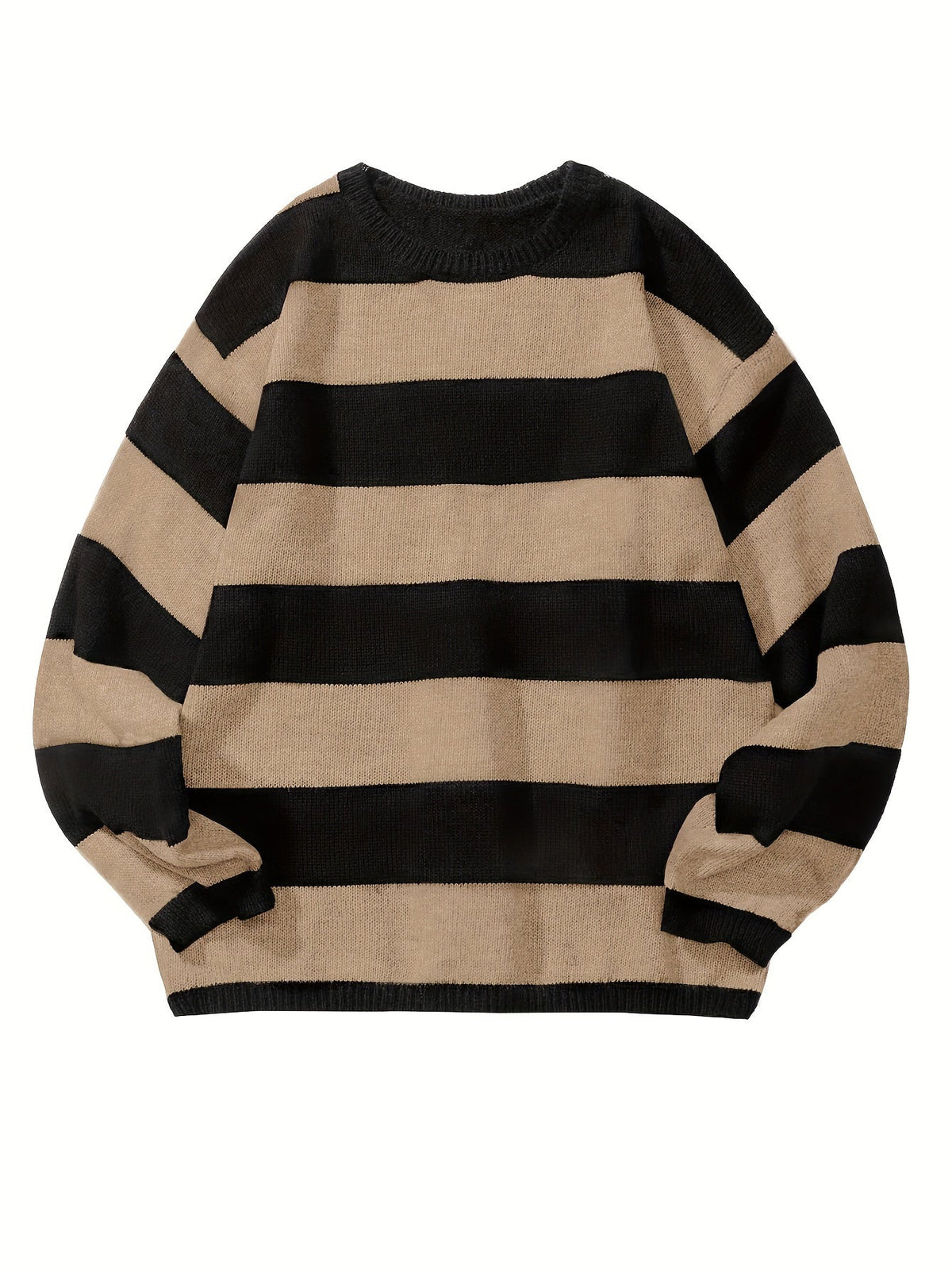 Men's Oversized Wide Stripe Crew Neck Knit Sweater