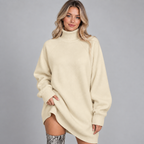 Women's Oversized Turtleneck Knit Sweater Dress