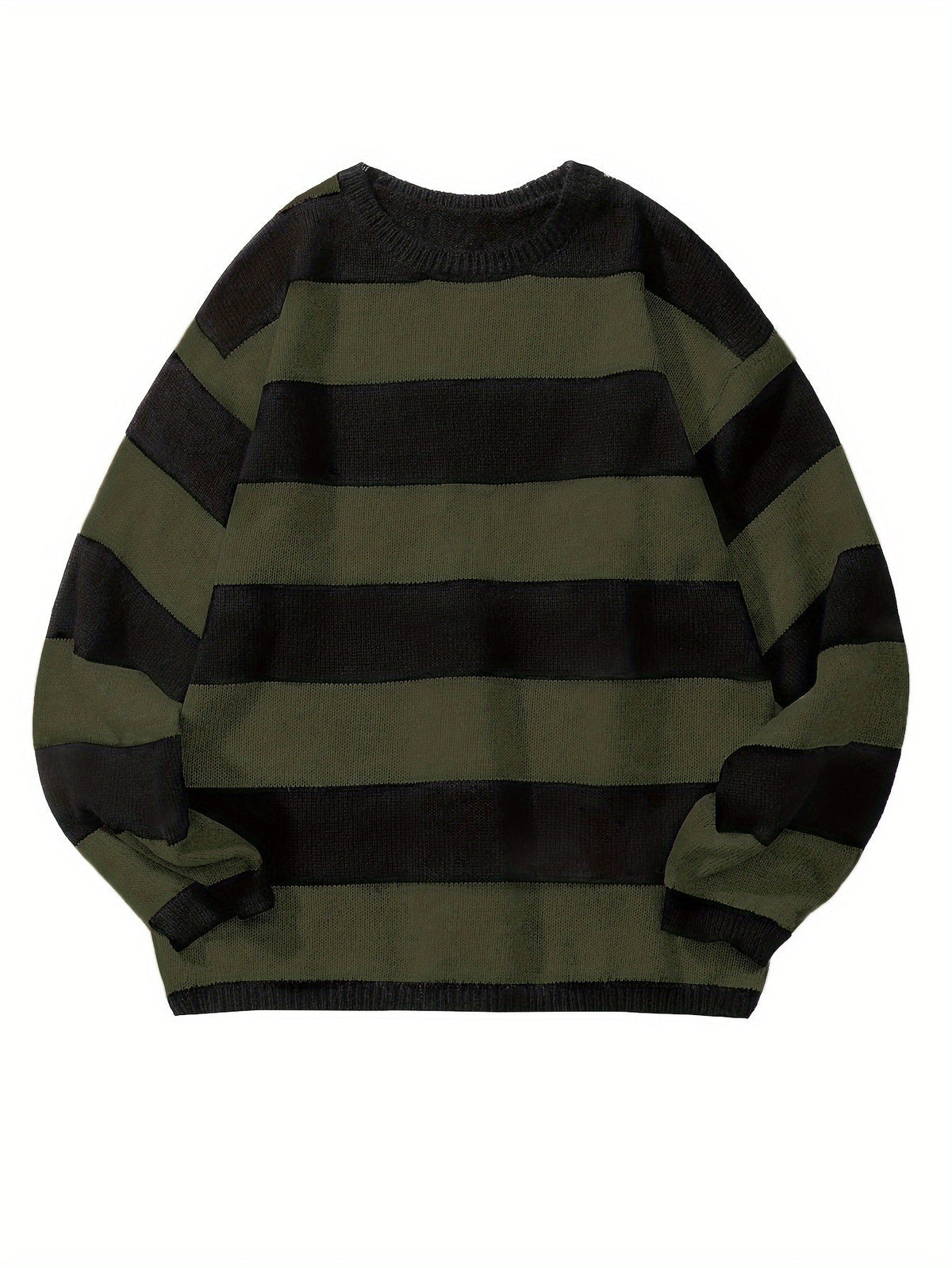 Men's Oversized Wide Stripe Crew Neck Knit Sweater