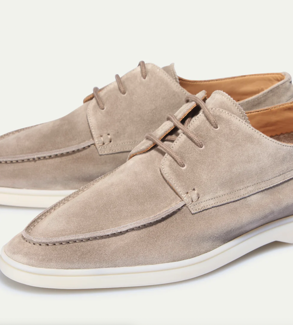 Men's Faux Suede Lace-Up Moc Toe Deck Shoes