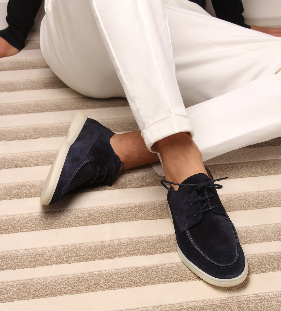 Men's Faux Suede Lace-Up Moc Toe Deck Shoes