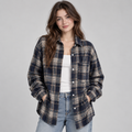 Women's Oversized Plaid Flannel Button-Up Shirt
