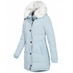 Women's Quilted Parka Coat with Faux Fur Trim Hood
