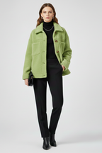 Women's Textured Teddy Shacket with Patch Pockets