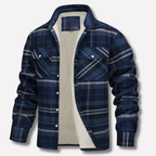 Men's Quilted Lined Plaid Flannel Shirt Jacket