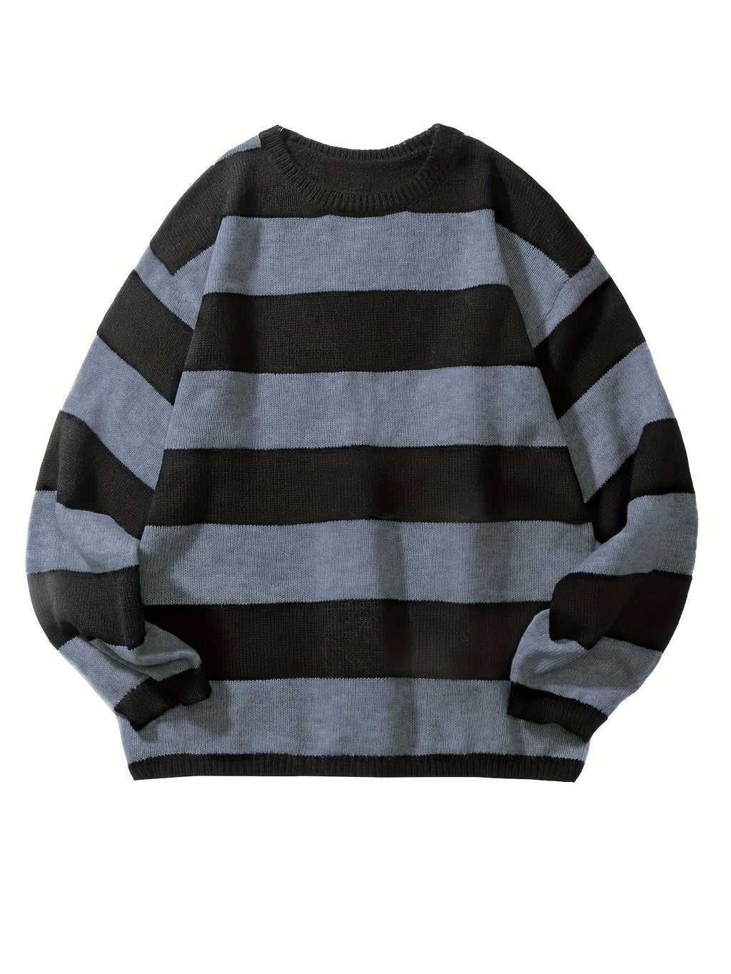 Men's Oversized Wide Stripe Crew Neck Knit Sweater