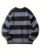 Men's Oversized Wide Stripe Crew Neck Knit Sweater