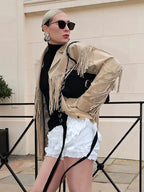 Women's Oversized Faux Suede Fringe Jacket