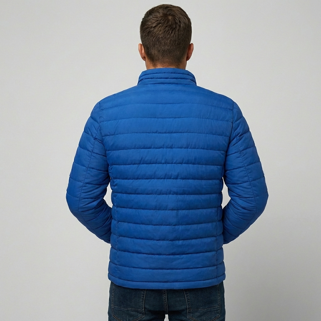 Men's Lightweight Quilted Puffer Jacket with Stand Collar