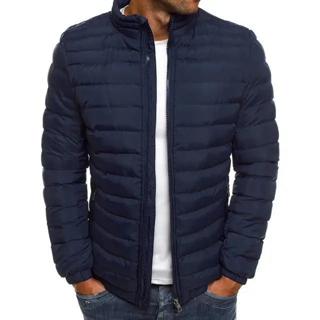 Men's Lightweight Quilted Puffer Jacket with Stand Collar