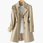 Women's Single-Breasted Fitted Trench Coat with Notch Lapel