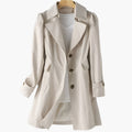 Women's Single-Breasted Fitted Trench Coat with Notch Lapel