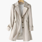 Women's Single-Breasted Fitted Trench Coat with Notch Lapel