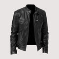 Men's Faux Leather Café Racer Jacket with Zip Pockets