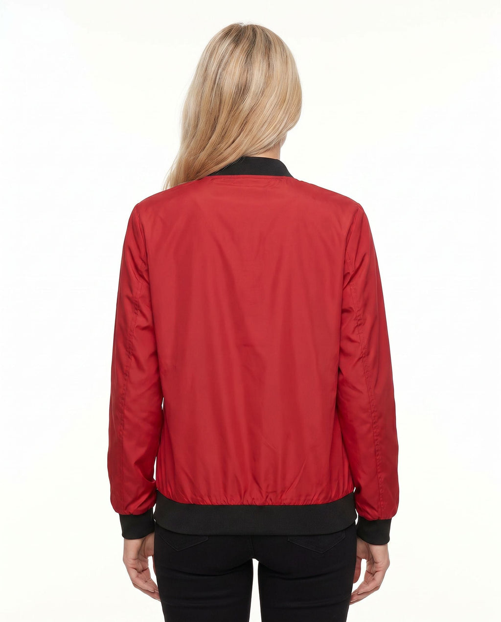 Women's Classic Zip-Up Bomber Jacket with Sleeve Pocket