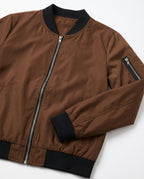 Women's Classic Zip-Up Bomber Jacket with Sleeve Pocket