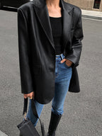 Women's Oversized Faux Leather Blazer