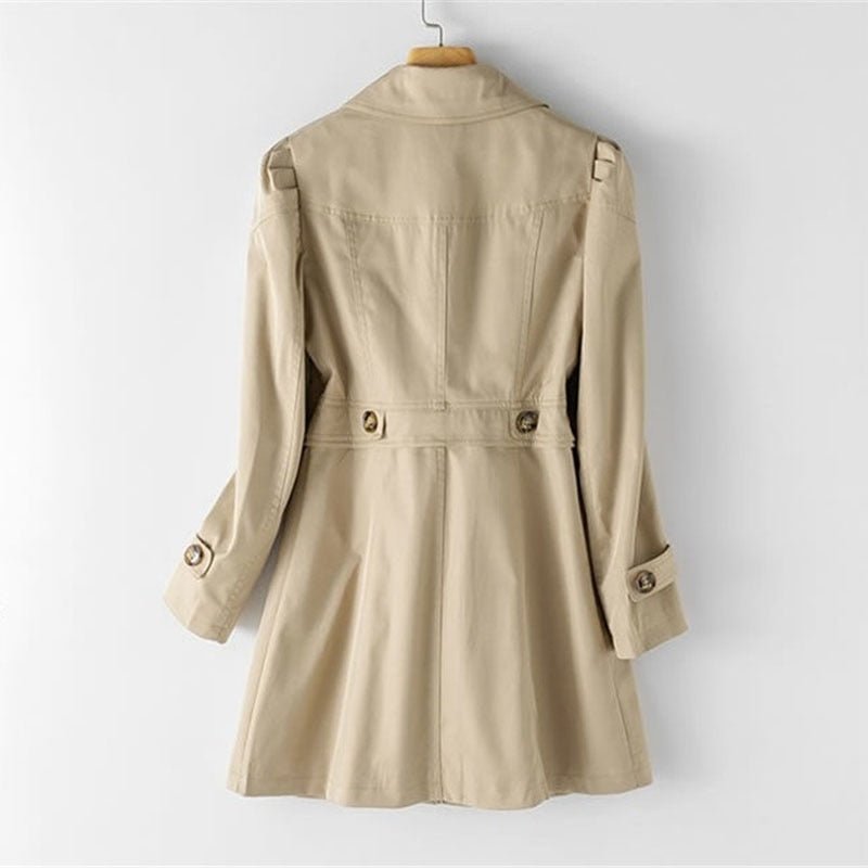 Women's Single-Breasted Fitted Trench Coat with Notch Lapel