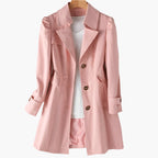 Women's Single-Breasted Fitted Trench Coat with Notch Lapel