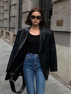 Women's Oversized Faux Leather Blazer