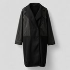 Women's Colour Block Longline Coat with Notch Lapel