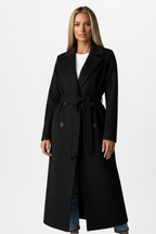 Women's Belted Double-Breasted Longline Trench Coat