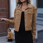 Women's Classic Cropped Denim Trucker Jacket