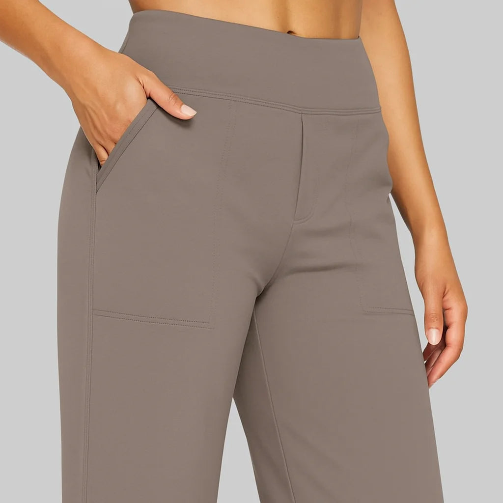Women’s High Waisted Straight Leg Pants with Pockets – Wide Leg Trousers