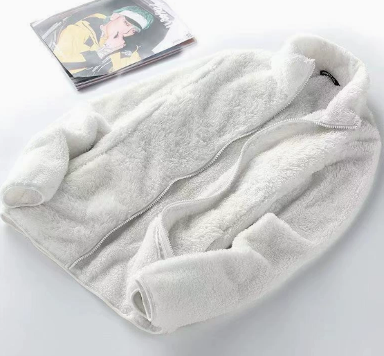 Women's Fluffy Plush Fleece Zip-Up Jacket with Stand Collar