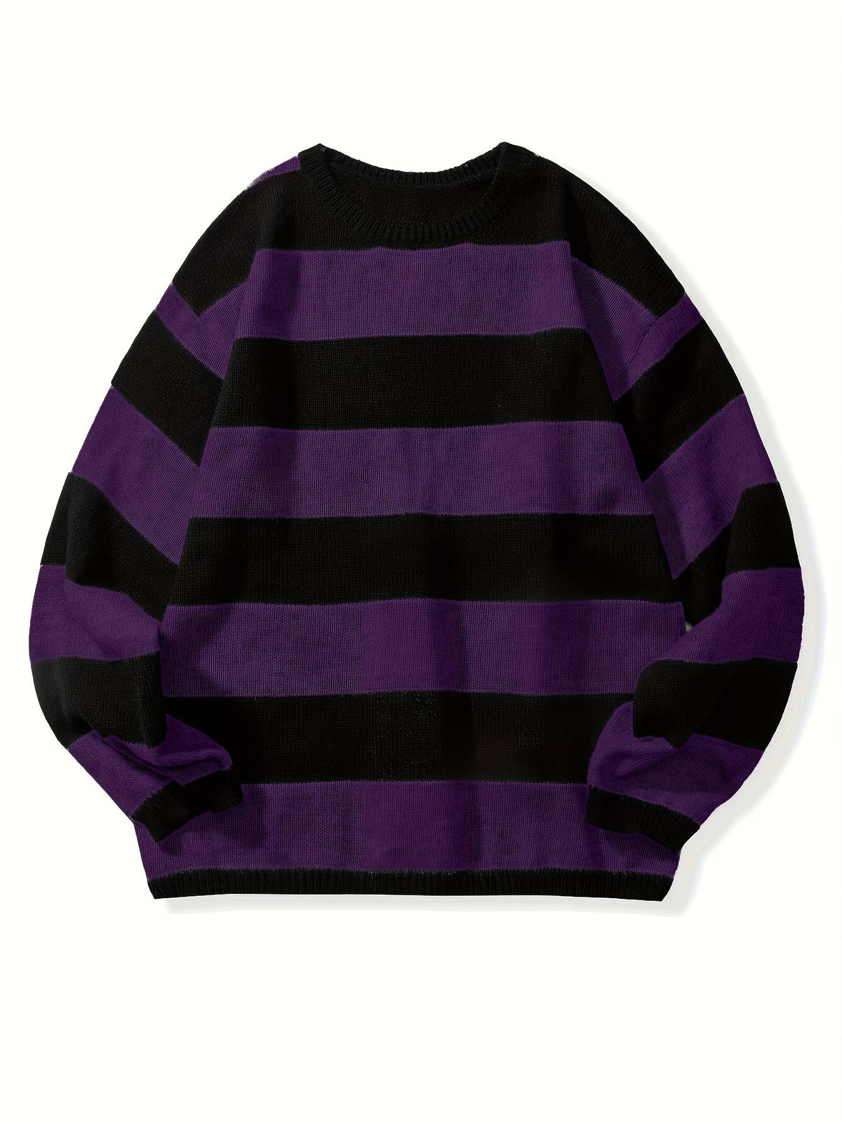 Men's Oversized Wide Stripe Crew Neck Knit Sweater