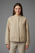 Women's Oversized Textured Bomber Jacket with Stand Collar