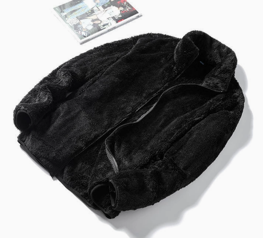 Women's Fluffy Plush Fleece Zip-Up Jacket with Stand Collar