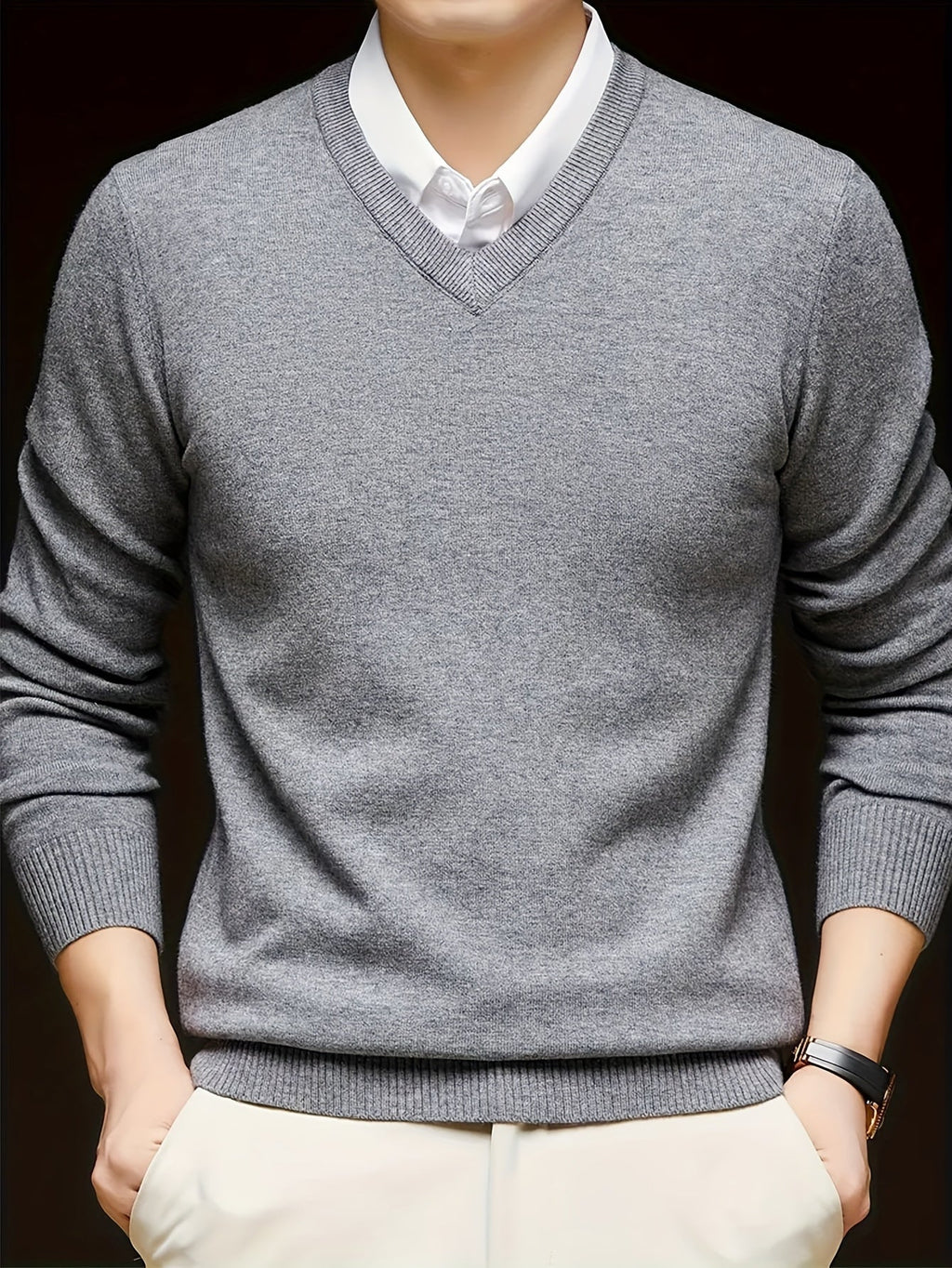 Men's Classic Fine Knit V-Neck Sweater