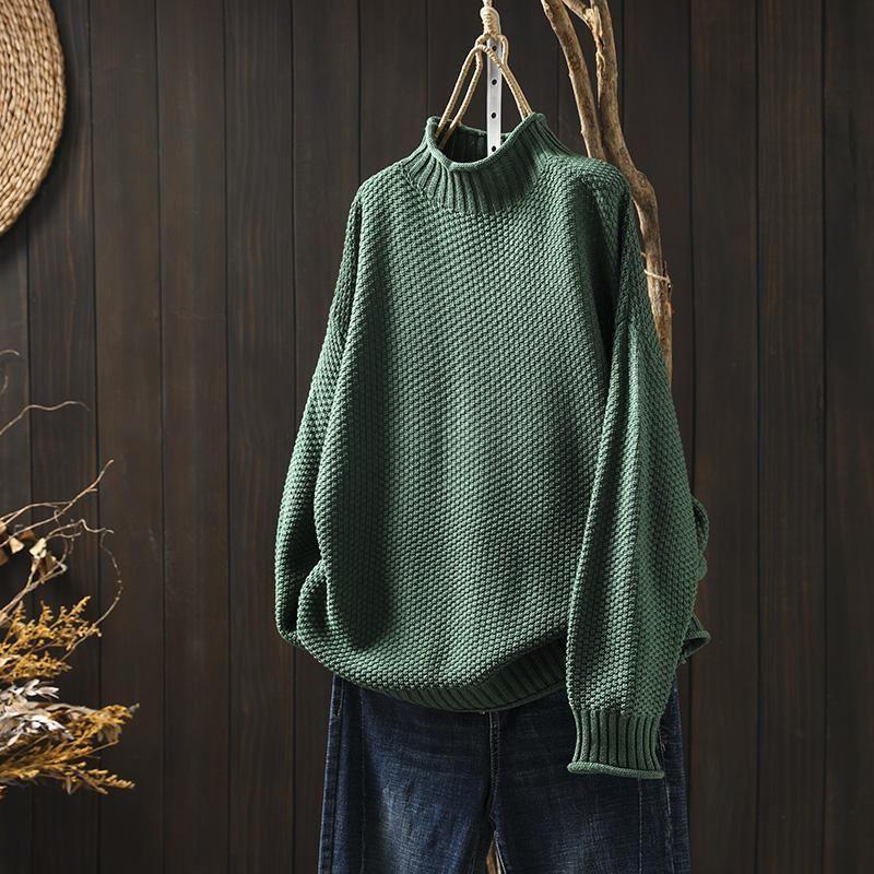 Women's Relaxed Textured Knit Mock Neck Sweater