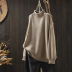 Women's Relaxed Textured Knit Mock Neck Sweater