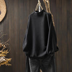 Women's Relaxed Textured Knit Mock Neck Sweater