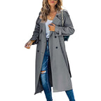Women’s Lightweight Double-Breasted Maxi Trench Coat