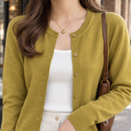 Women’s Classic Fine Knit Crew Neck Button Cardigan